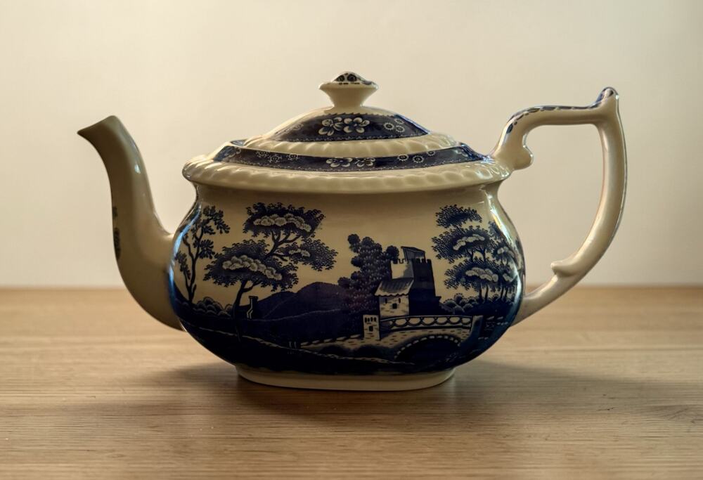 Spode Tower Blue Gadroon Teapot | Pristine Condition | Vintage Made in England